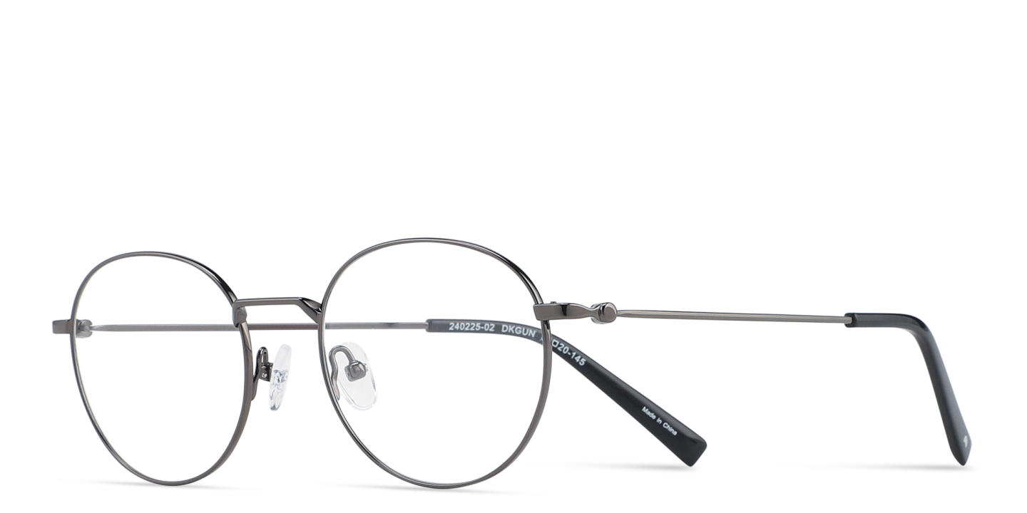 TRICE Logo Round Eyeglasses in Dark Gunmetal – Product Photo 1