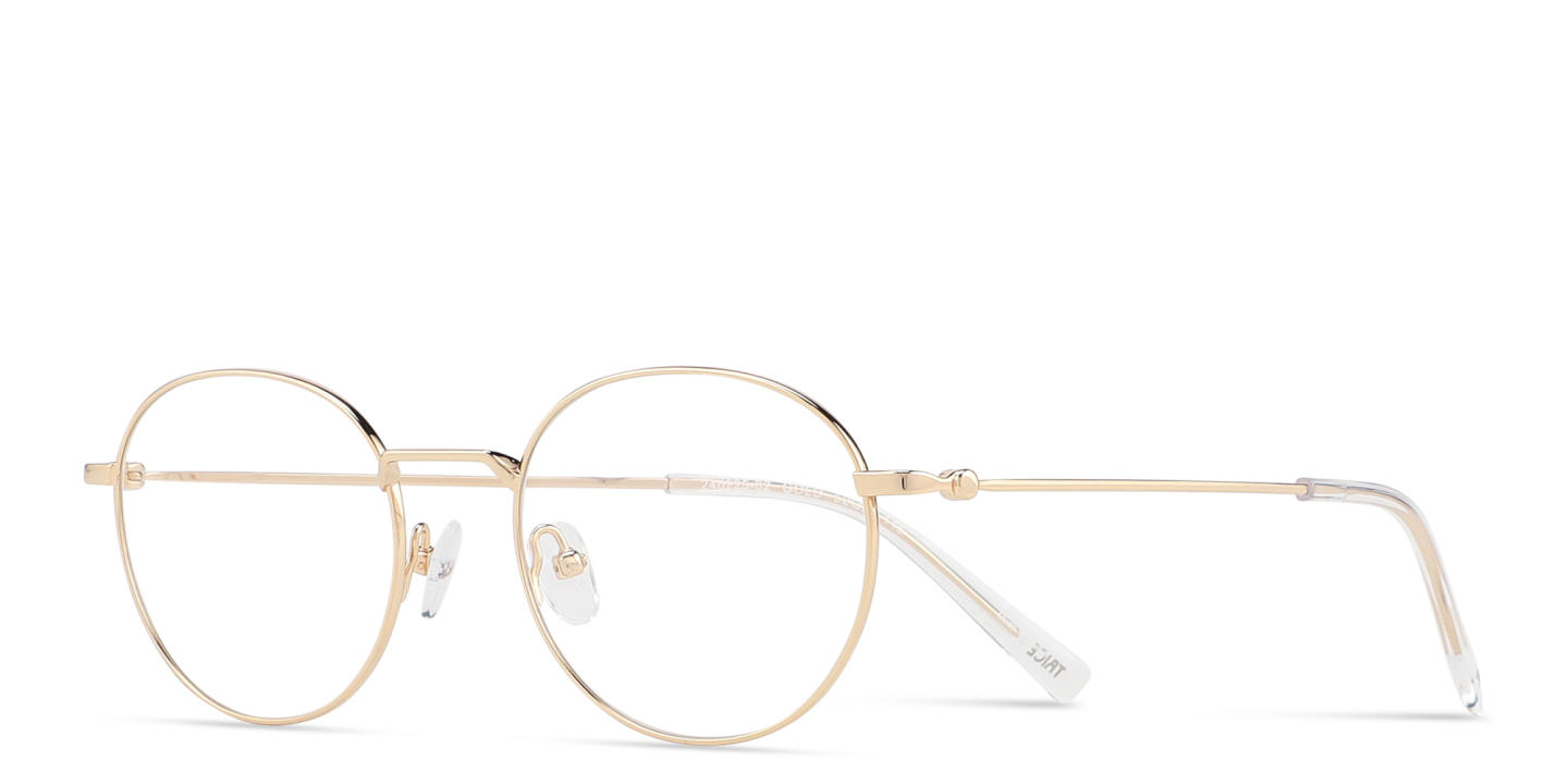 TRICE Logo Round Eyeglasses in Gold – Product Photo 1