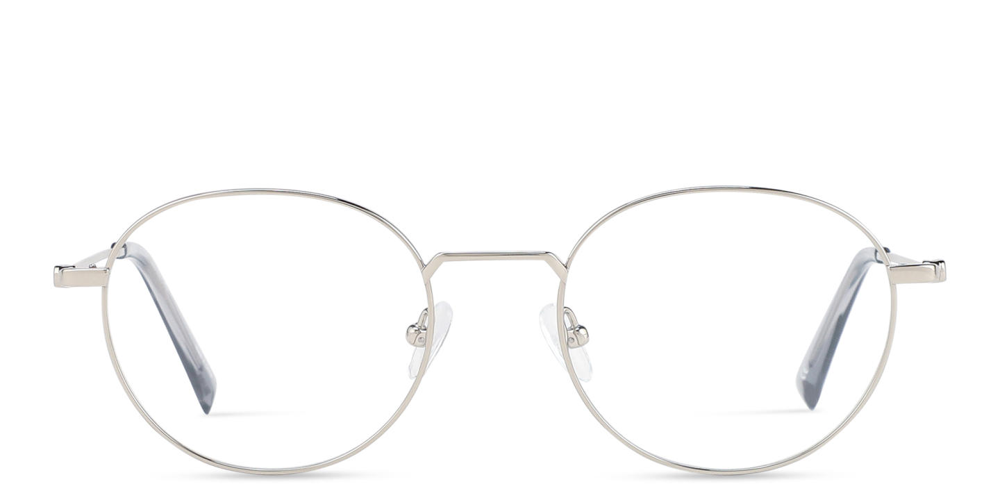 TRICE Logo Round Eyeglasses in Silver – Product Photo 0