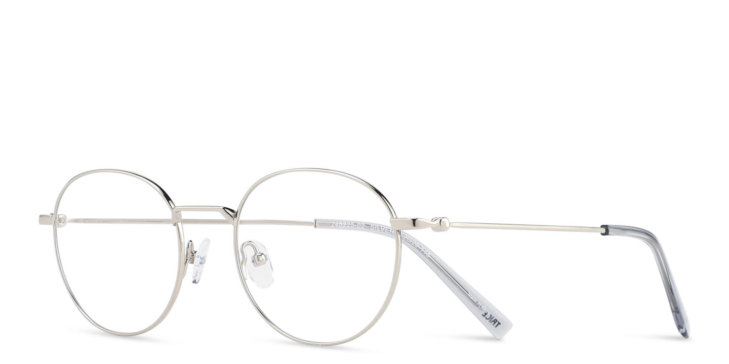 Shop TRICE Logo Round Eyeglasses in Silver online.