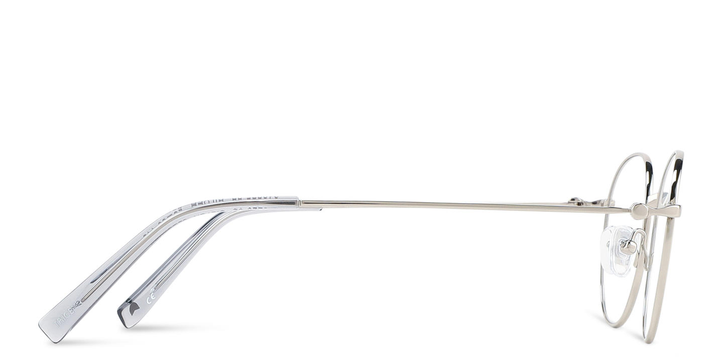 TRICE Logo Round Eyeglasses in Silver – Product Photo 2
