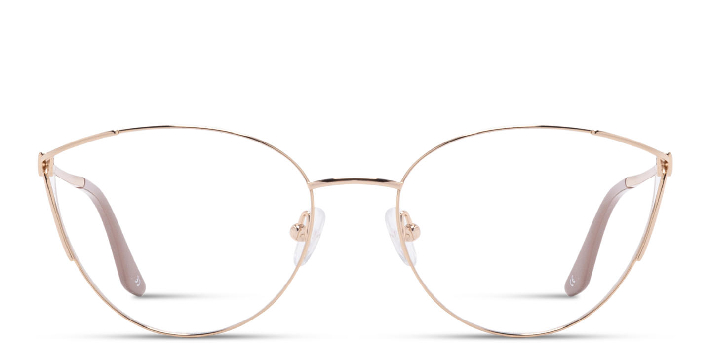 Shop TRICE Logo Cat-Eye Eyeglasses in Polished Gold online.