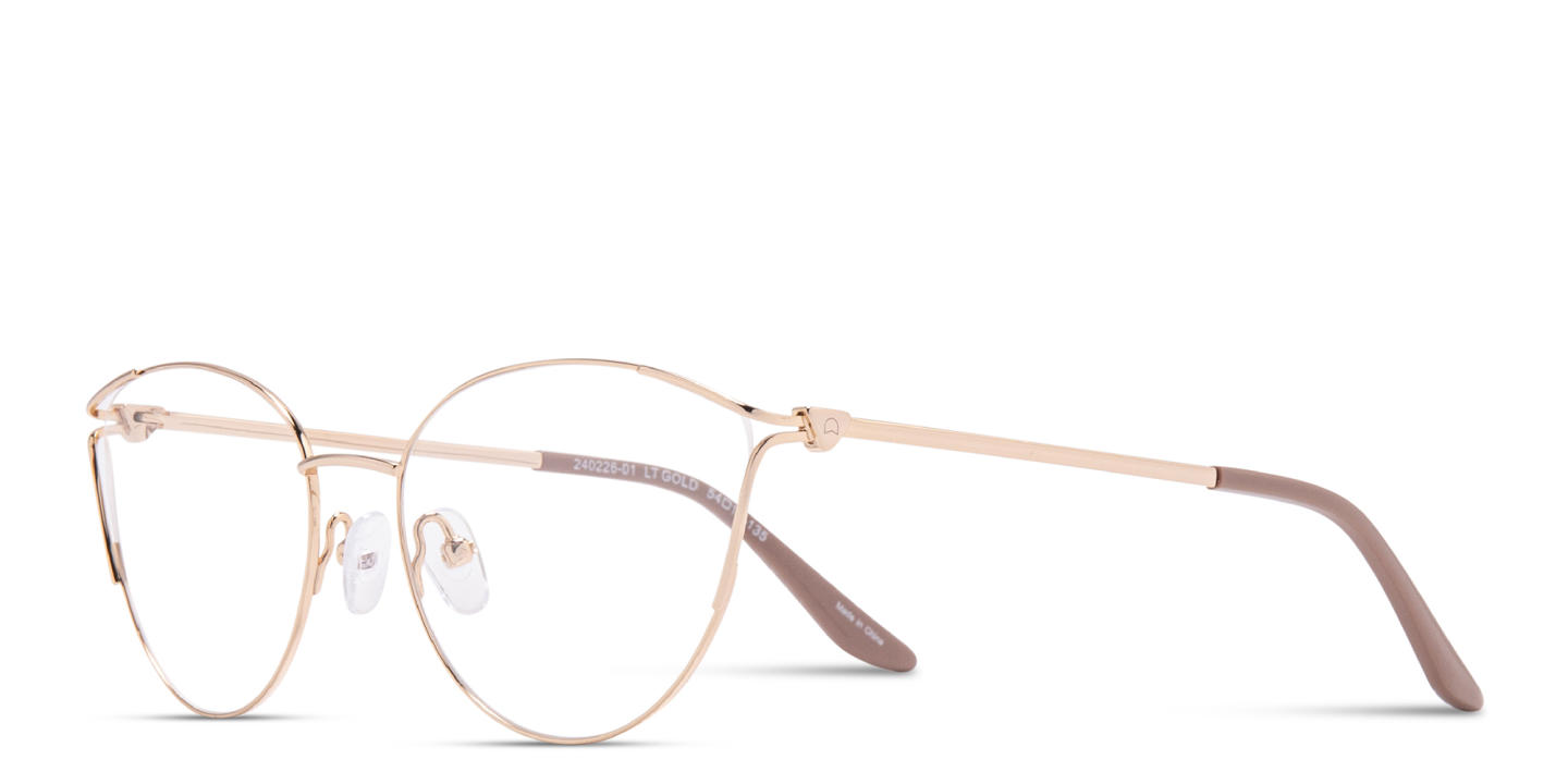 Shop TRICE Logo Cat-Eye Eyeglasses in Polished Gold online.