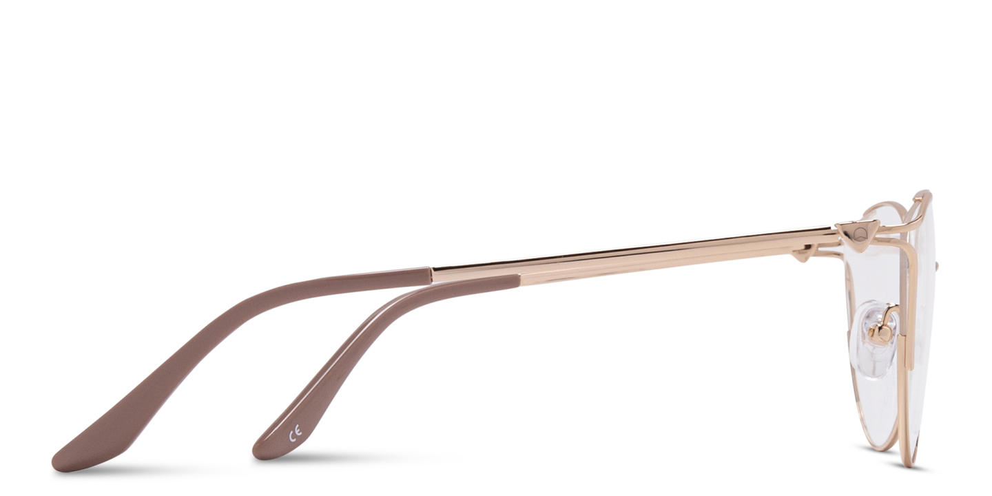 Shop TRICE Logo Cat-Eye Eyeglasses in Polished Gold online.