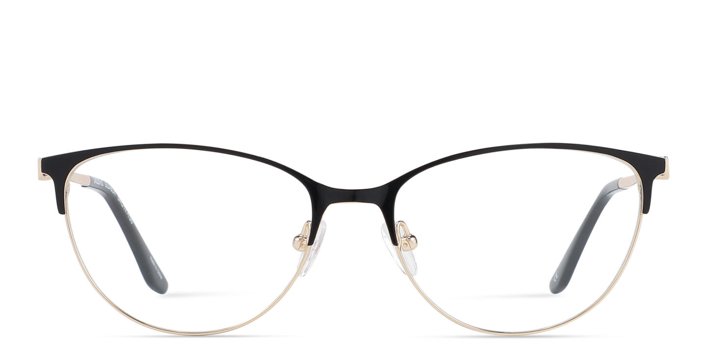 Shop TRICE Logo Cat-Eye Eyeglasses in Gold Black online.