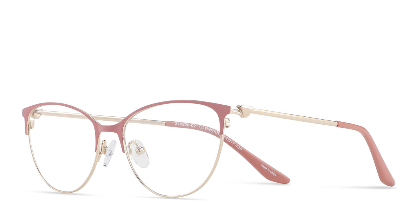 Shop TRICE Logo Cat-Eye Eyeglasses in Gold Nude online.