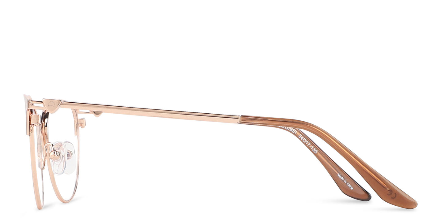 Shop TRICE Logo Cat-Eye Eyeglasses in Beige & Rose Gold online.