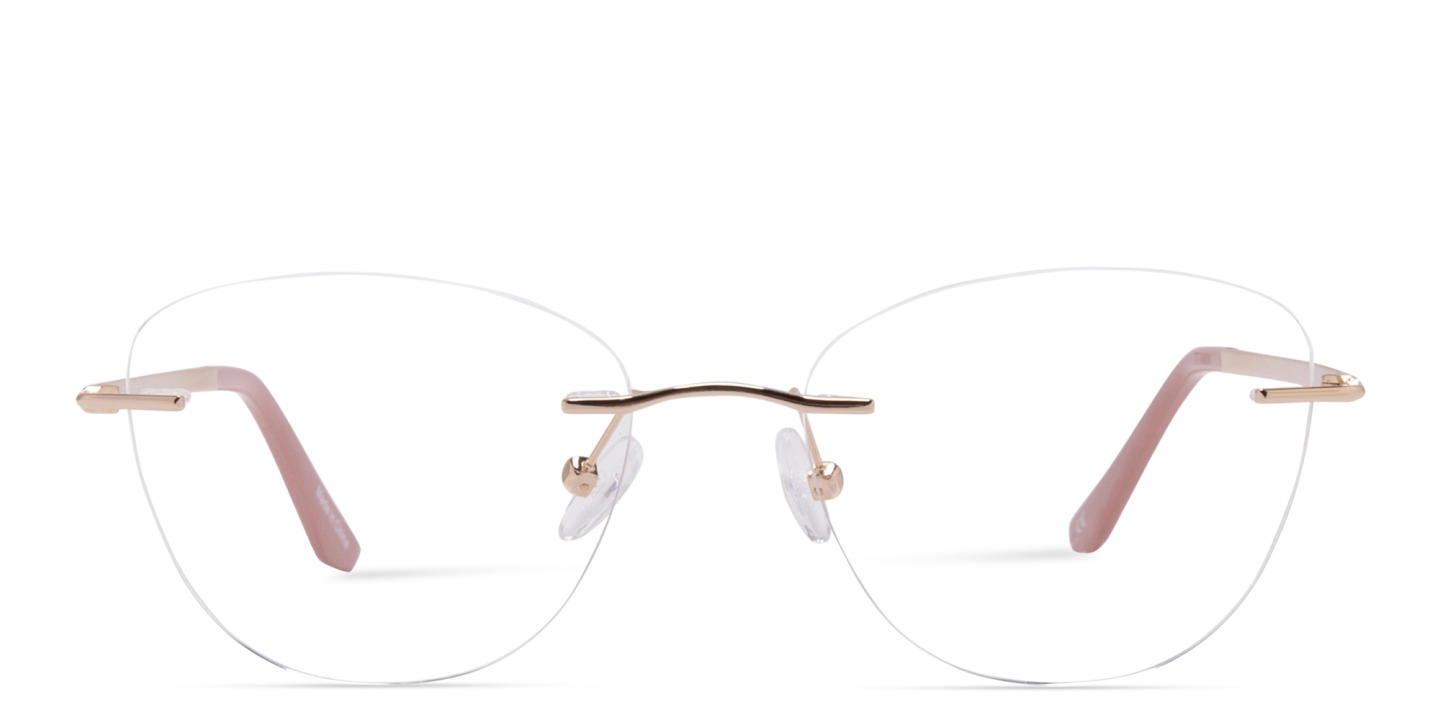 TRICE Logo Rimless Cat-Eye Eyeglasses in Gold – Product Photo 0