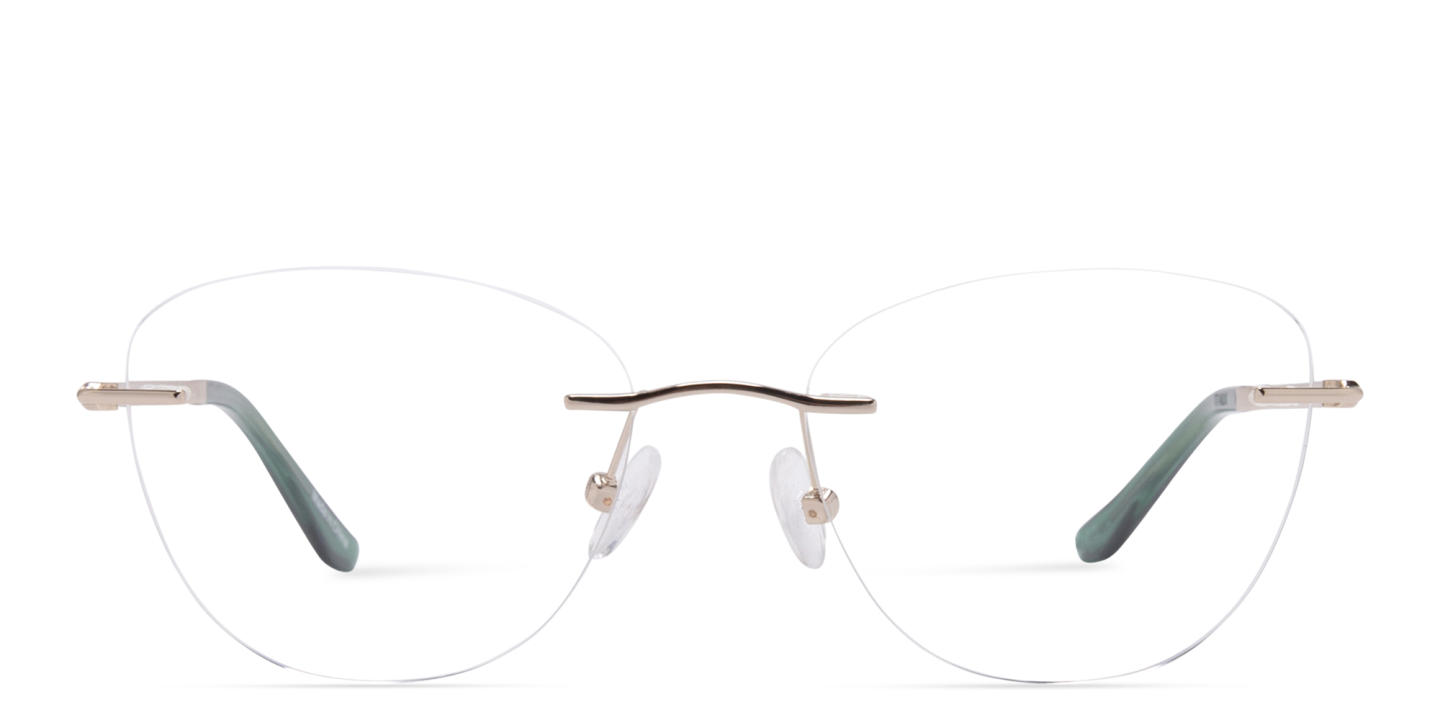 TRICE Logo Rimless Cat-Eye Eyeglasses in Light Gold – Product Photo 0