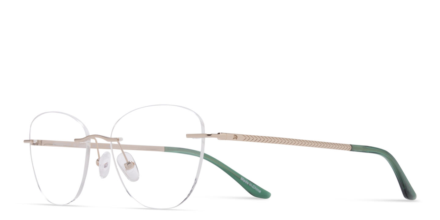 TRICE Logo Rimless Cat-Eye Eyeglasses in Light Gold – Product Photo 1