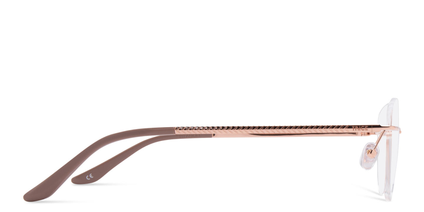 TRICE Logo Rimless Cat-Eye Eyeglasses in Rose Gold – Product Photo 2