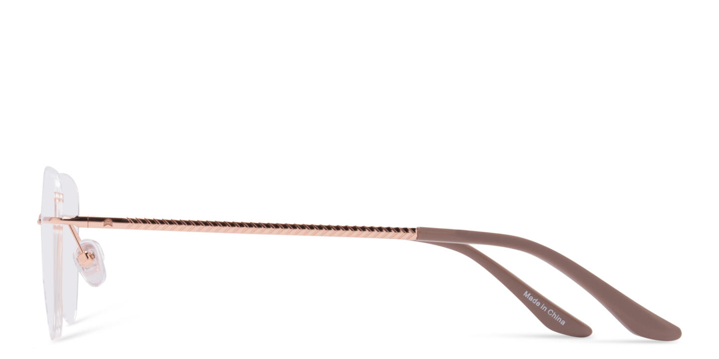 TRICE Logo Rimless Cat-Eye Eyeglasses in Rose Gold – Product Photo 3