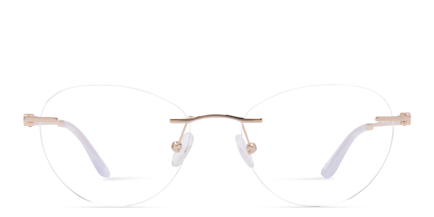 TRICE Logo Rimless Cat-Eye Eyeglasses in Gold – Product Photo 0