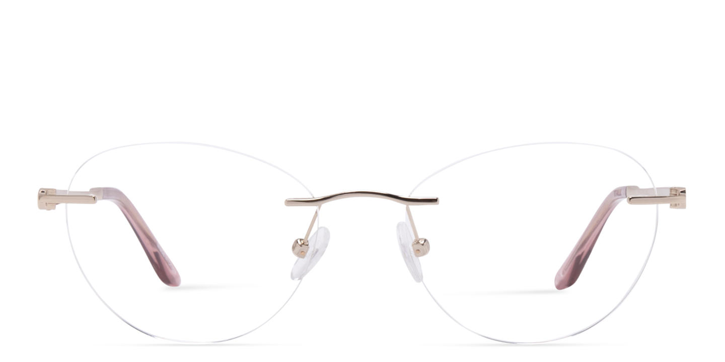 TRICE Logo Rimless Cat-Eye Eyeglasses in Rose Gold – Product Photo 0