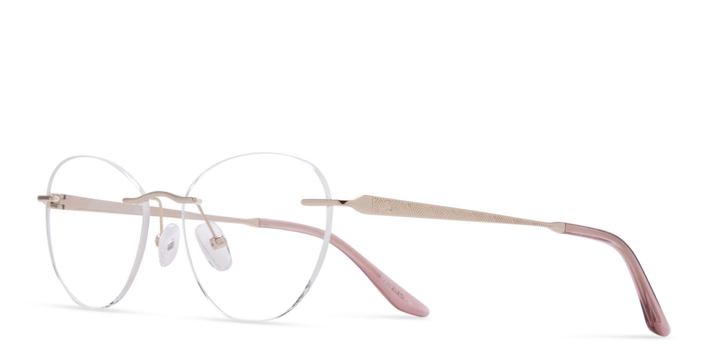 TRICE Logo Rimless Cat-Eye Eyeglasses in Rose Gold – Product Photo 1