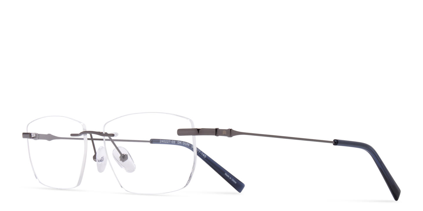 TRICE Logo Rimless Rectangle Eyeglasses in Gunmetal – Product Photo 1