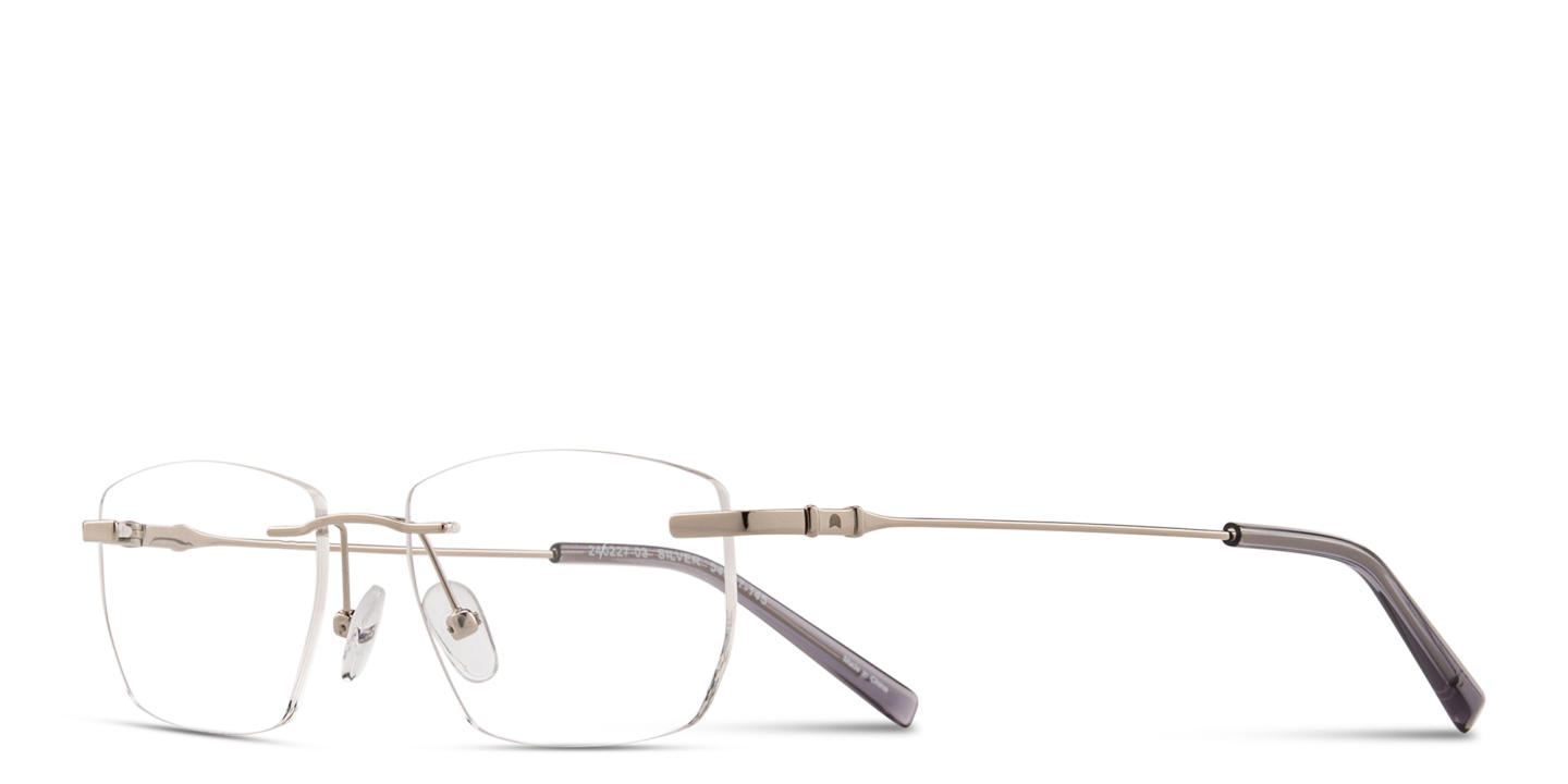 TRICE Logo Rimless Rectangle Eyeglasses in Silver – Product Photo 1