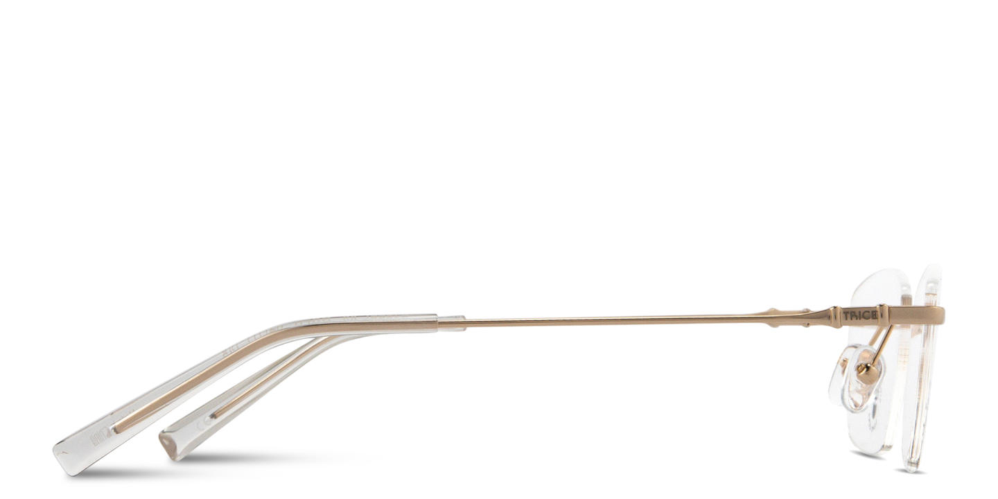 TRICE Logo Rimless Rectangle Eyeglasses in Gold – Product Photo 2