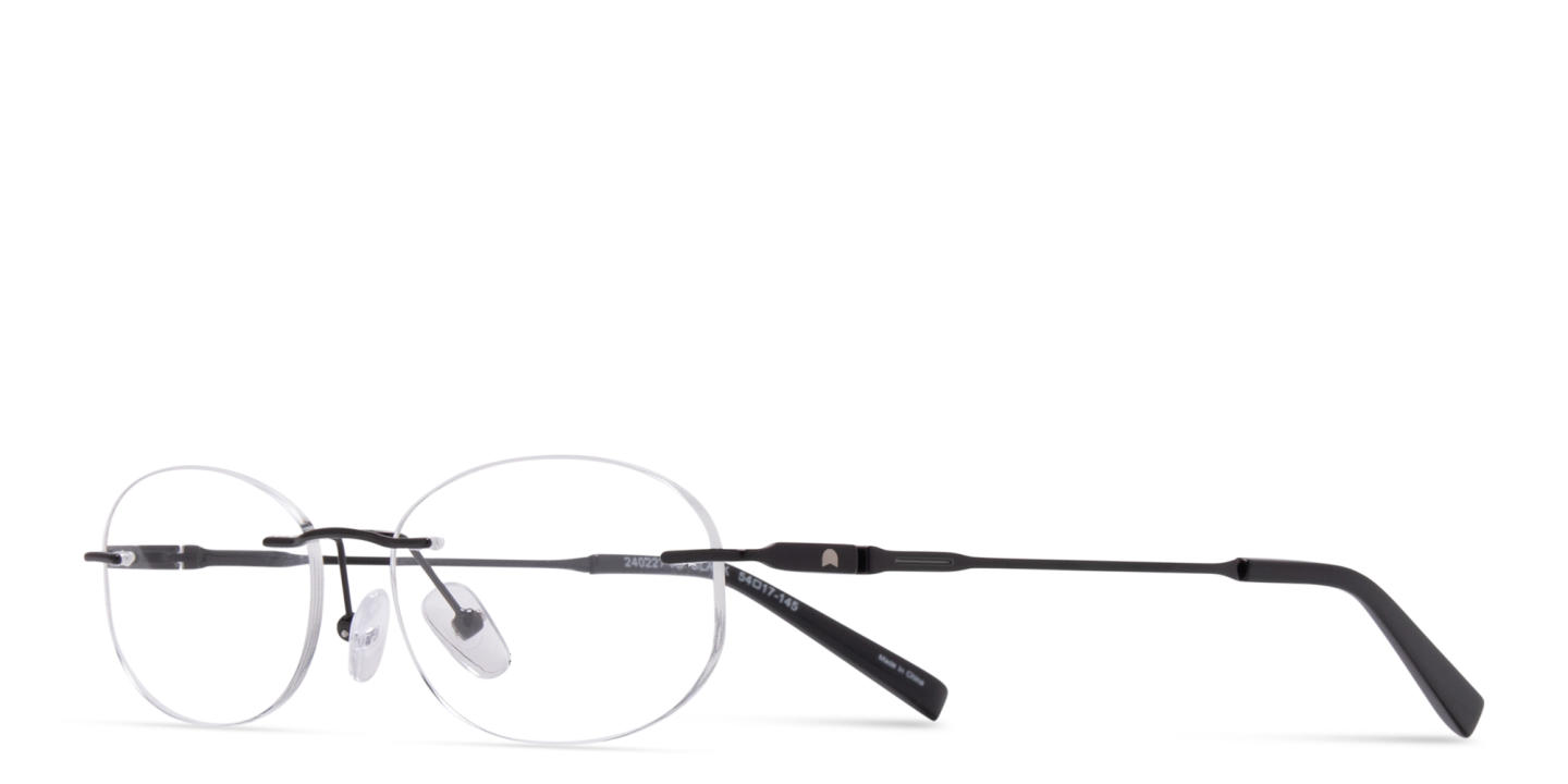 TRICE Logo Rimless Oval Eyeglasses in Black – Product Photo 1