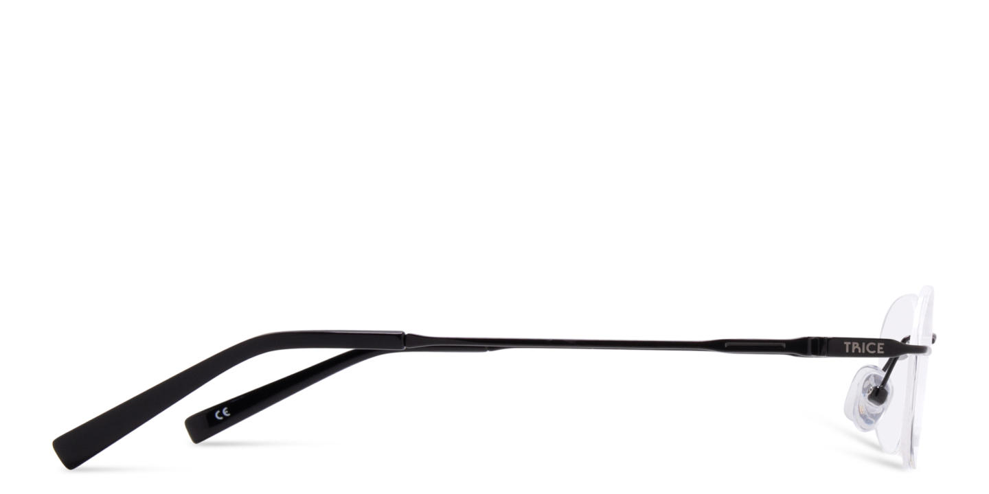 TRICE Logo Rimless Oval Eyeglasses in Black – Product Photo 2