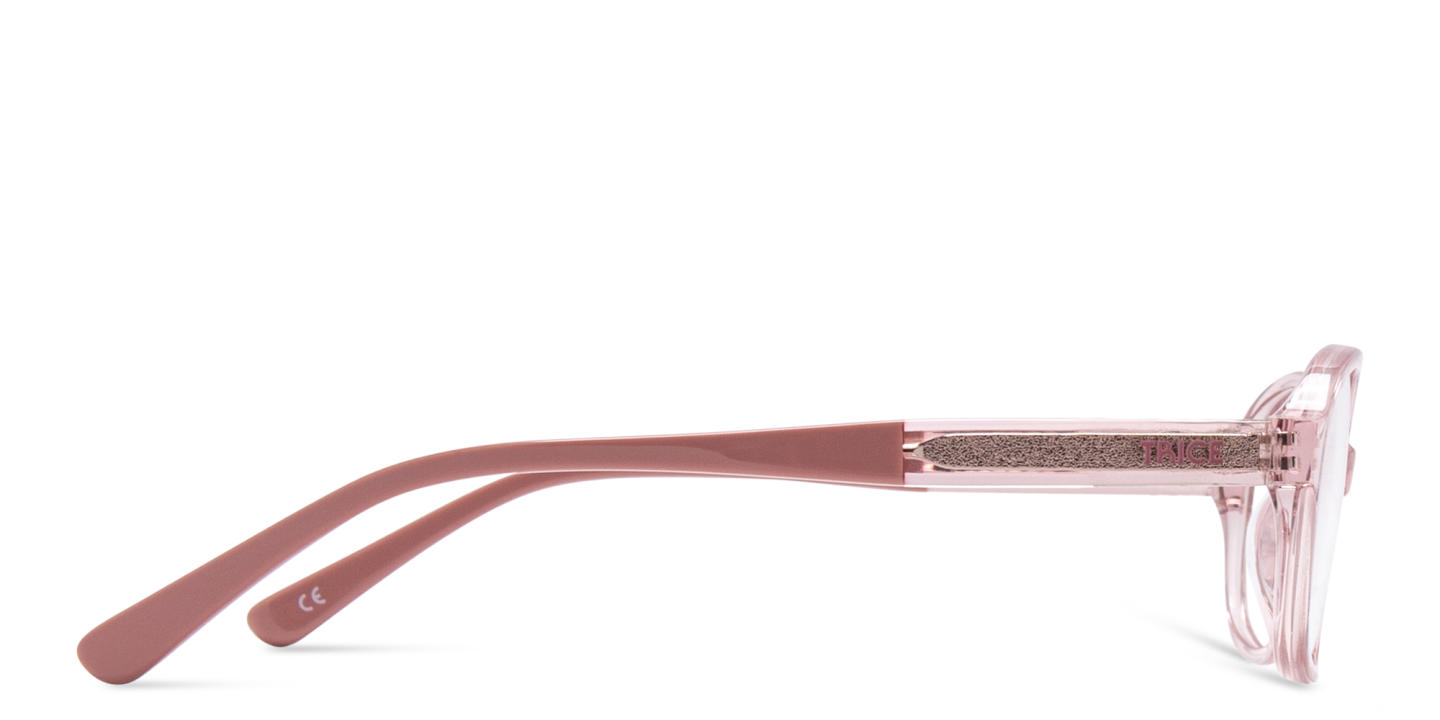 TRICE Kids Rectangle Eyeglasses in Transparent Pink – Product Photo 2