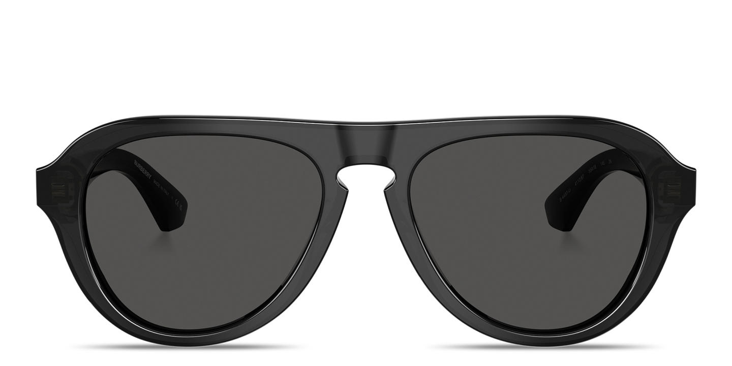 Shop BURBERRY Logo-Engraved Pilot Sunglasses in Grey online.