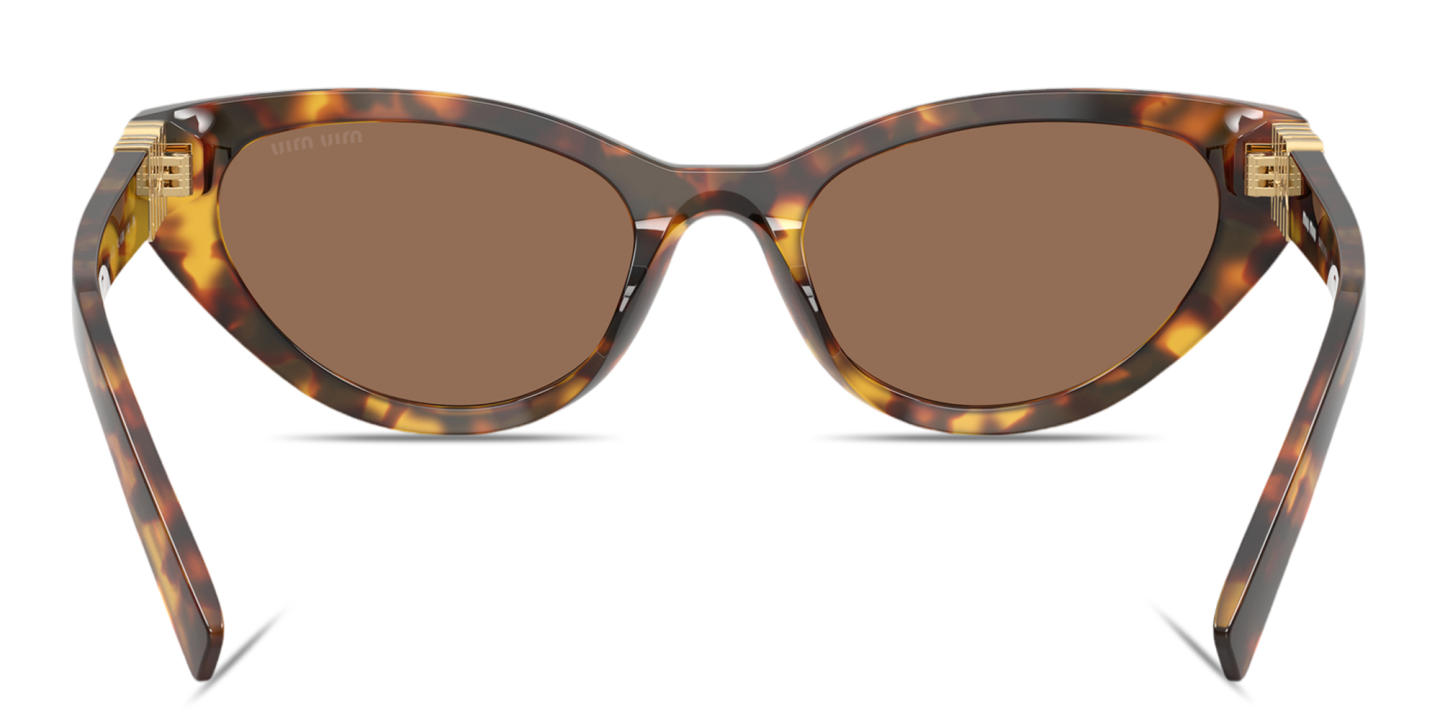 Shop MIU MIU Vertical Logo Cat-Eye Sunglasses in Havana Honey online.