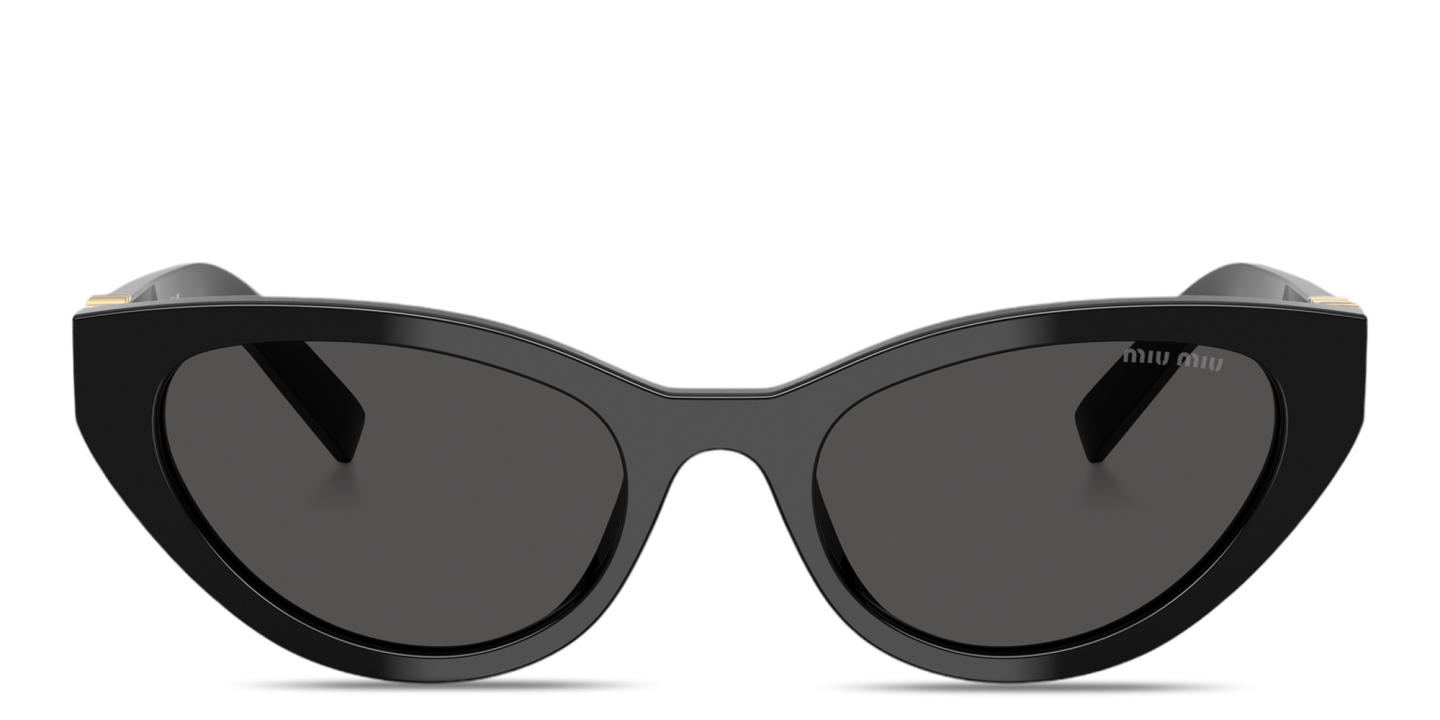 Shop MIU MIU Vertical Logo Cat-Eye Sunglasses in Black online.