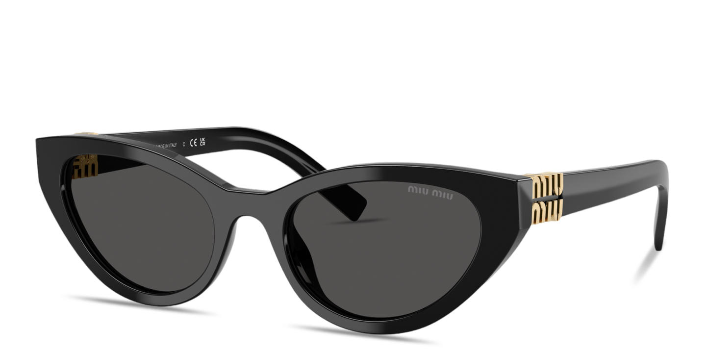 Shop MIU MIU Vertical Logo Cat-Eye Sunglasses in Black online.