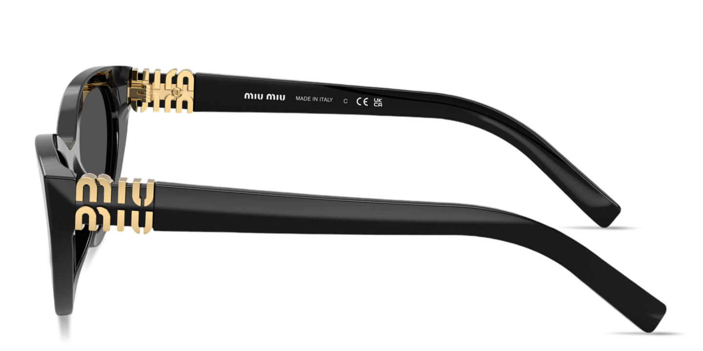 Shop MIU MIU Vertical Logo Cat-Eye Sunglasses in Black online.