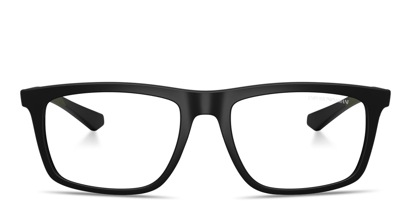 Shop Emporio Armani Essential Leisure Square Eyeglasses in Matte Black online.