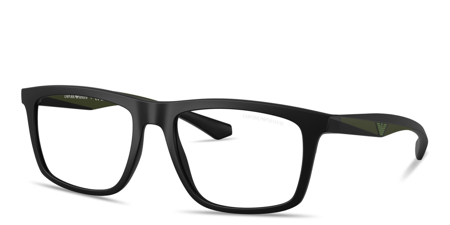 Shop Emporio Armani Essential Leisure Square Eyeglasses in Matte Black online.