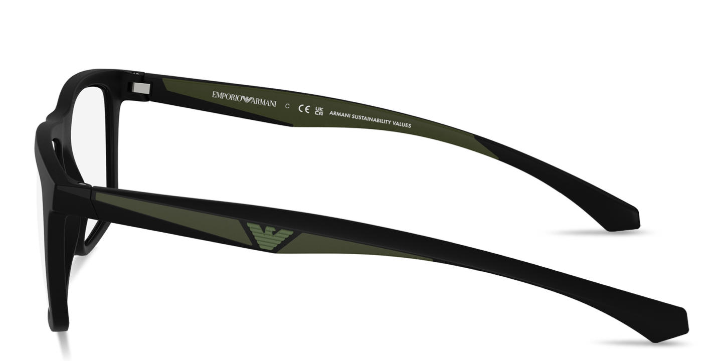 Shop Emporio Armani Essential Leisure Square Eyeglasses in Matte Black online.