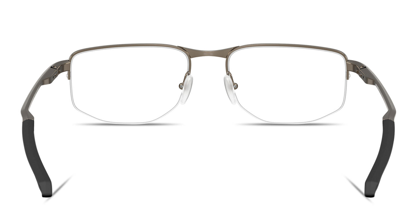 Shop Oakley Addams 0.5 Half-Rim Rectangle Eyeglasses in Pewter online.