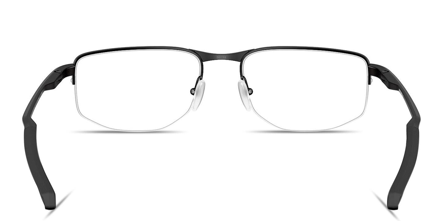 Shop Oakley Addams 0.5 Wide Half-Rim Rectangle Eyeglasses in Black online.