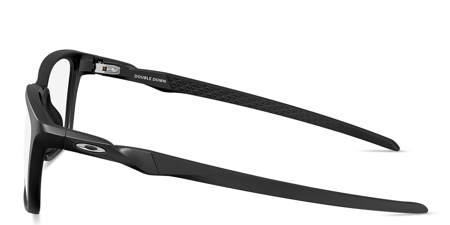 Shop Oakley Double Down Wide Square Eyeglasses in Shiny Black online.