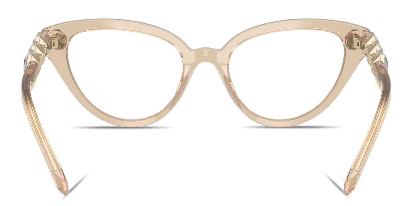 Shop Swarovski Crystal-Embellished Cat-Eye Eyeglasses in Beige online.
