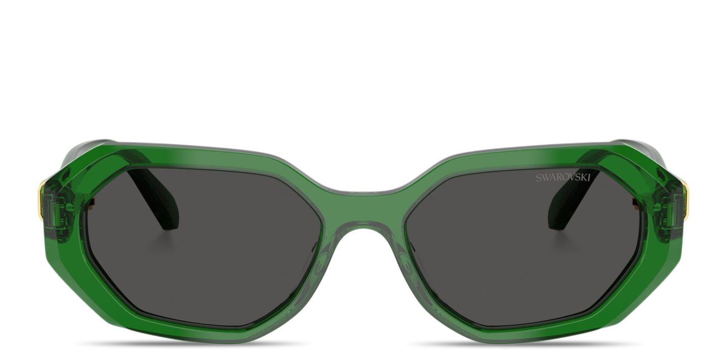 Swarovski Crystal-Embellished Irregular Sunglasses in Green – Product Photo 0