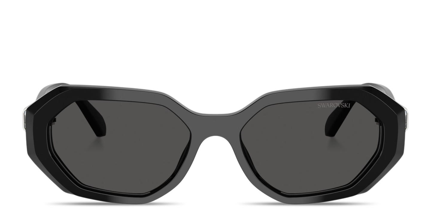 Swarovski Crystal-Embellished Irregular Sunglasses in Black – Product Photo 0