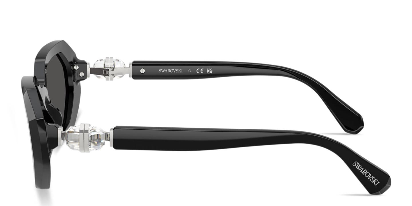 Swarovski Crystal-Embellished Irregular Sunglasses in Black – Product Photo 2