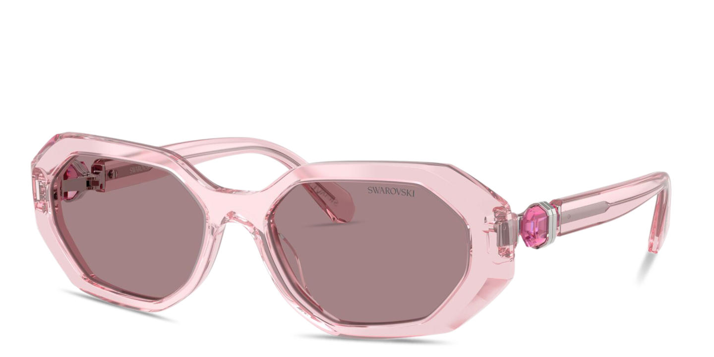 Swarovski Crystal-Embellished Irregular Sunglasses in Pink – Product Photo 1
