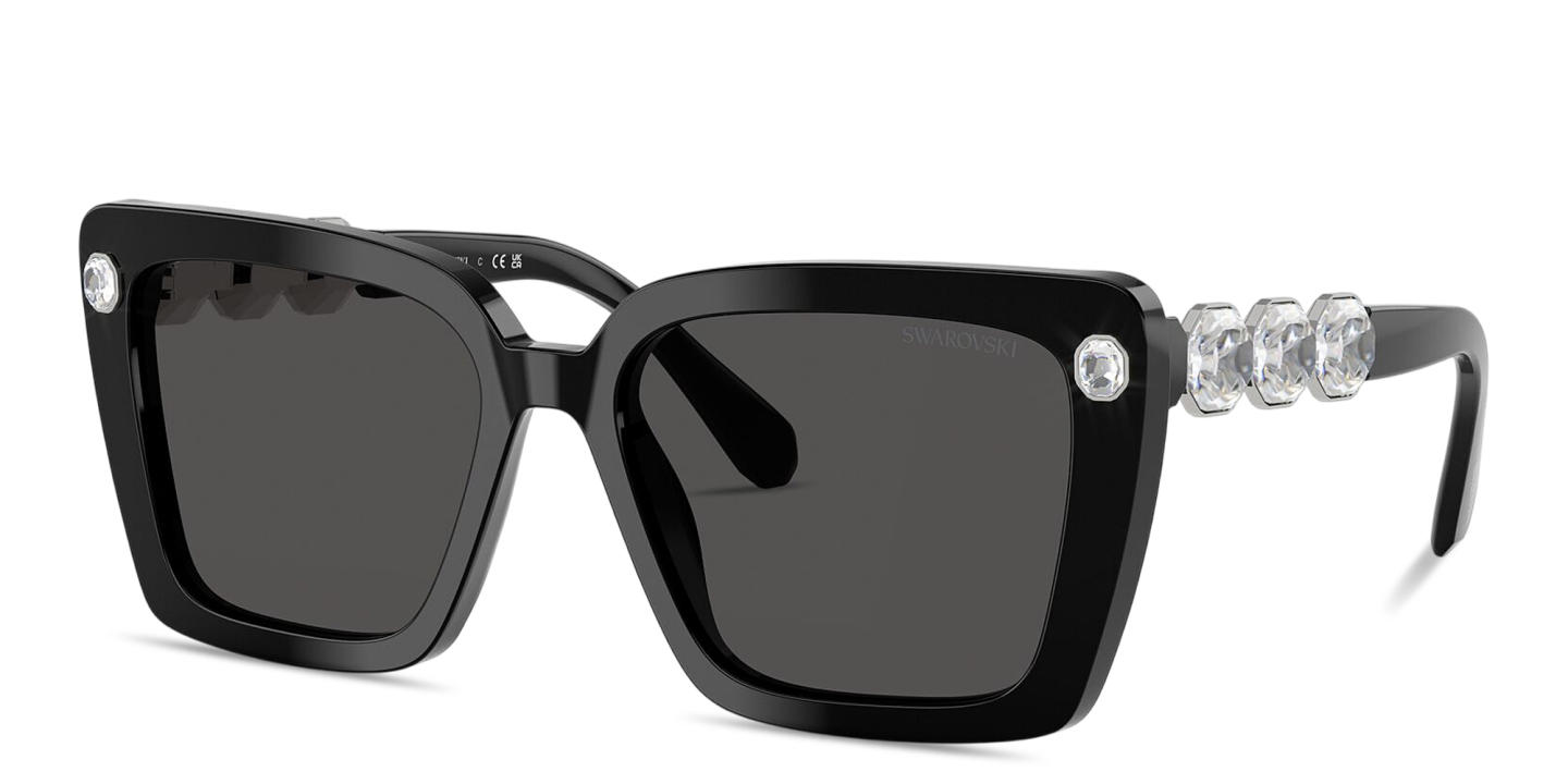 Swarovski Crystal-Embellished Square Sunglasses in Black – Product Photo 1