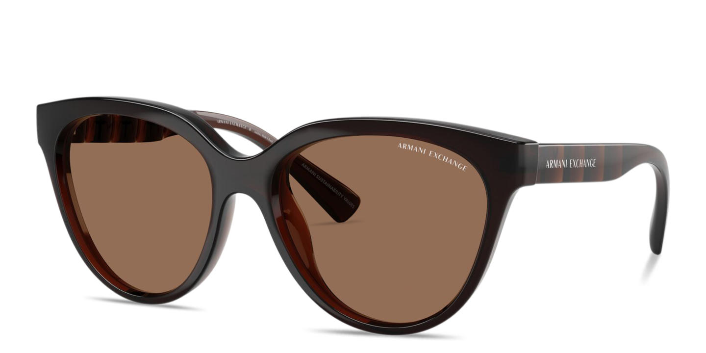Armani Exchange Logo-Print Round Sunglasses in Brown – Product Photo 1