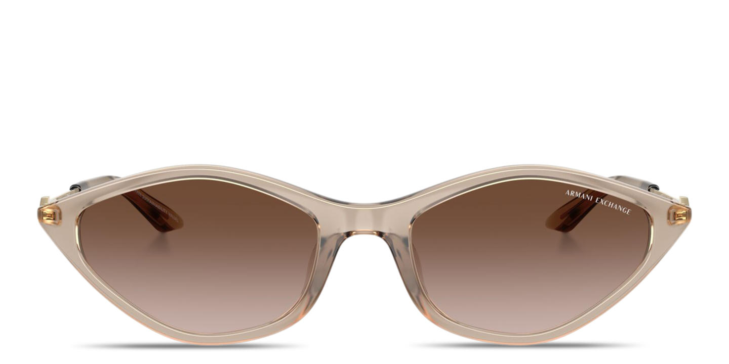 Shop Armani Exchange A|X Logo Irregular Sunglasses in Beige online.