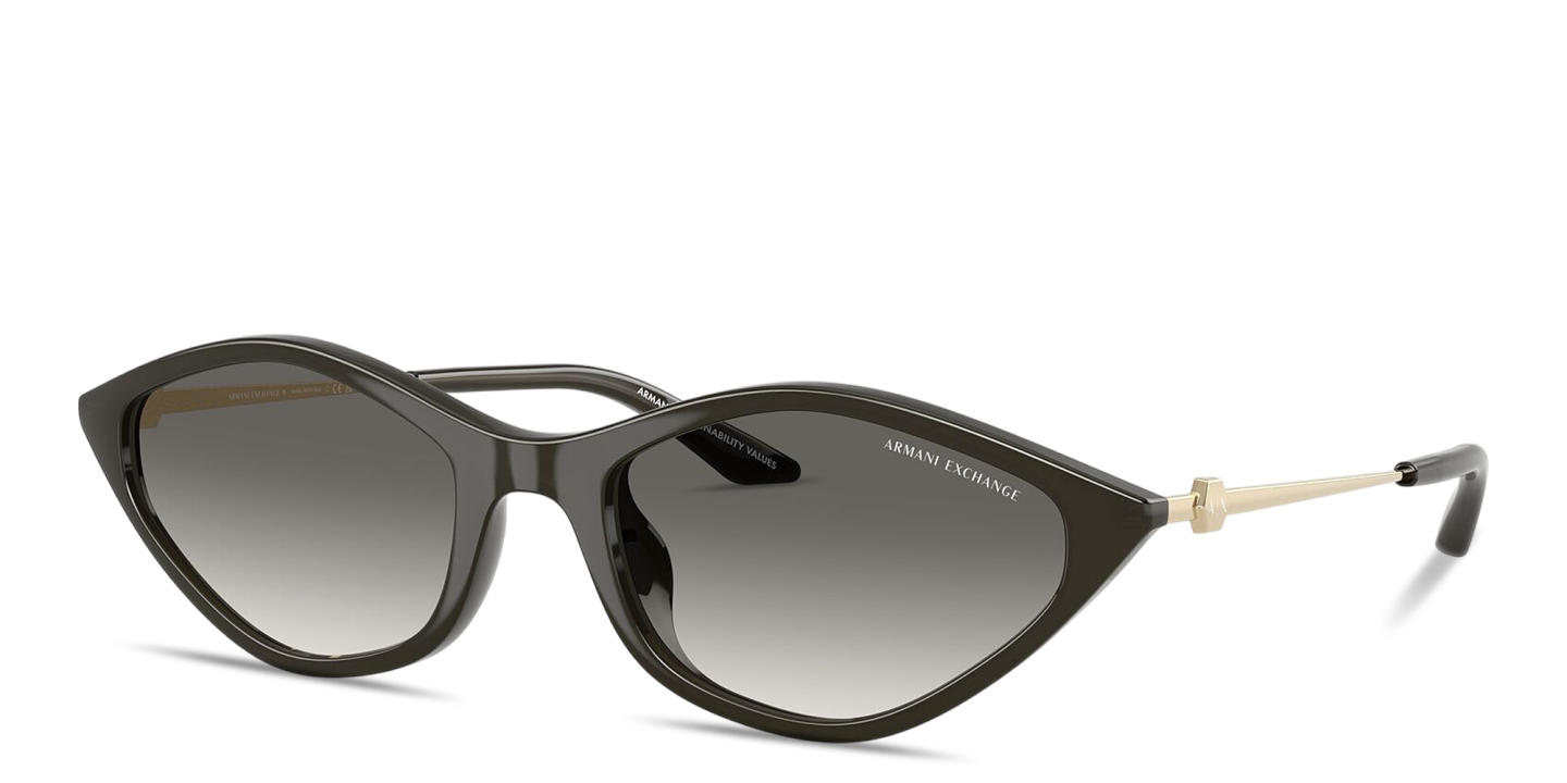 Shop Armani Exchange A|X Logo Irregular Sunglasses in Opal Dark Grey online.