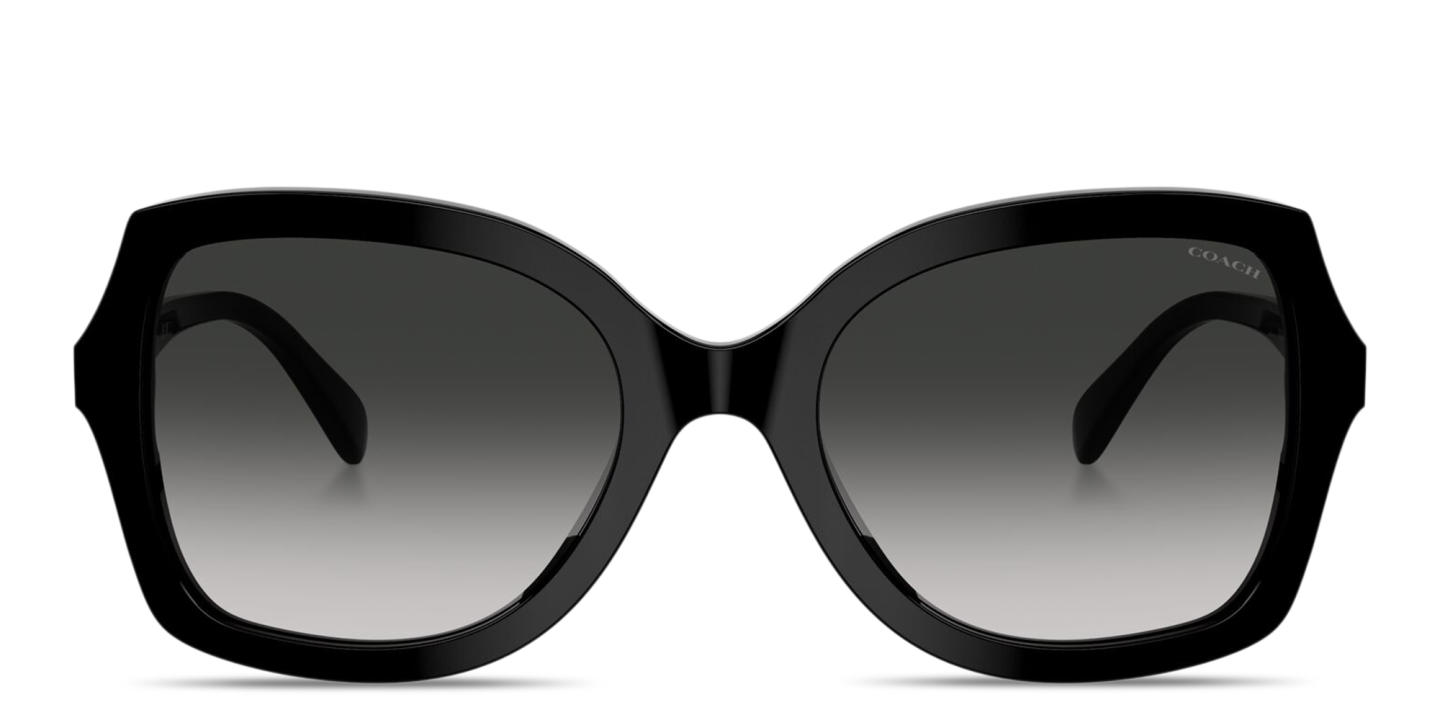 Shop Coach Logo-Engraved Butterfly Sunglasses in Black online.