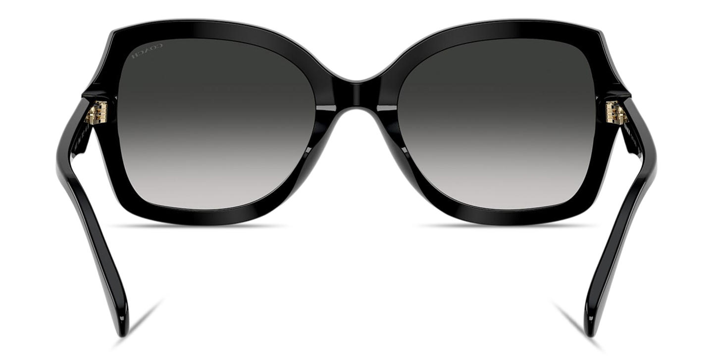 Shop Coach Logo-Engraved Butterfly Sunglasses in Black online.