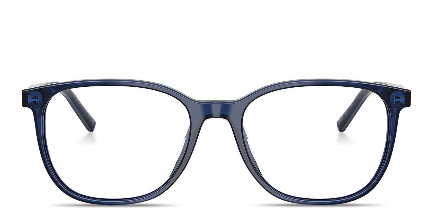 Shop Dolce & Gabbana Logo Lettering Square Eyeglasses in Blue online.