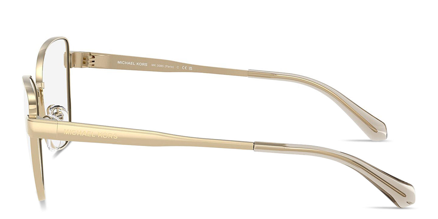 Shop Michael Kors Paris Wide Cat-Eye Eyeglasses in Gold online.