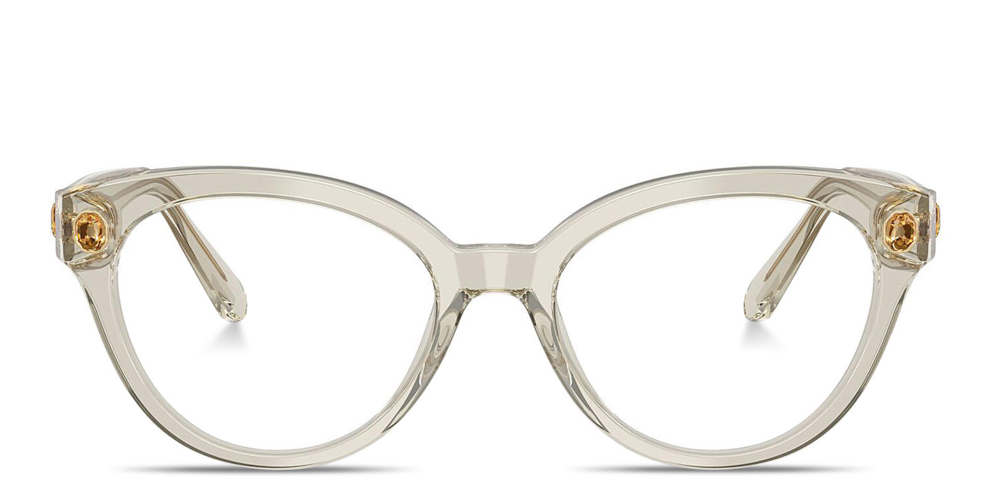 Shop Swarovski Crystal Round Eyeglasses in Beige online.